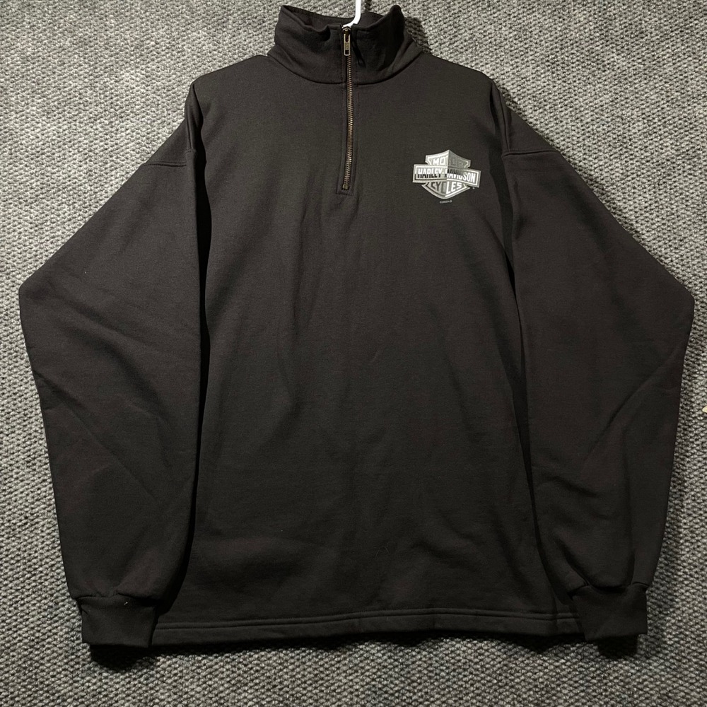 Vintage 2002 Harley-Davidson Sturgis South Dakota Quarter Zip Sweatshirt XL Blck - Picture 3 of 7